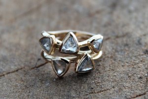 A gorgeous example that highlights the beauty of rough diamonds. Photo and ring by liloveve.com.